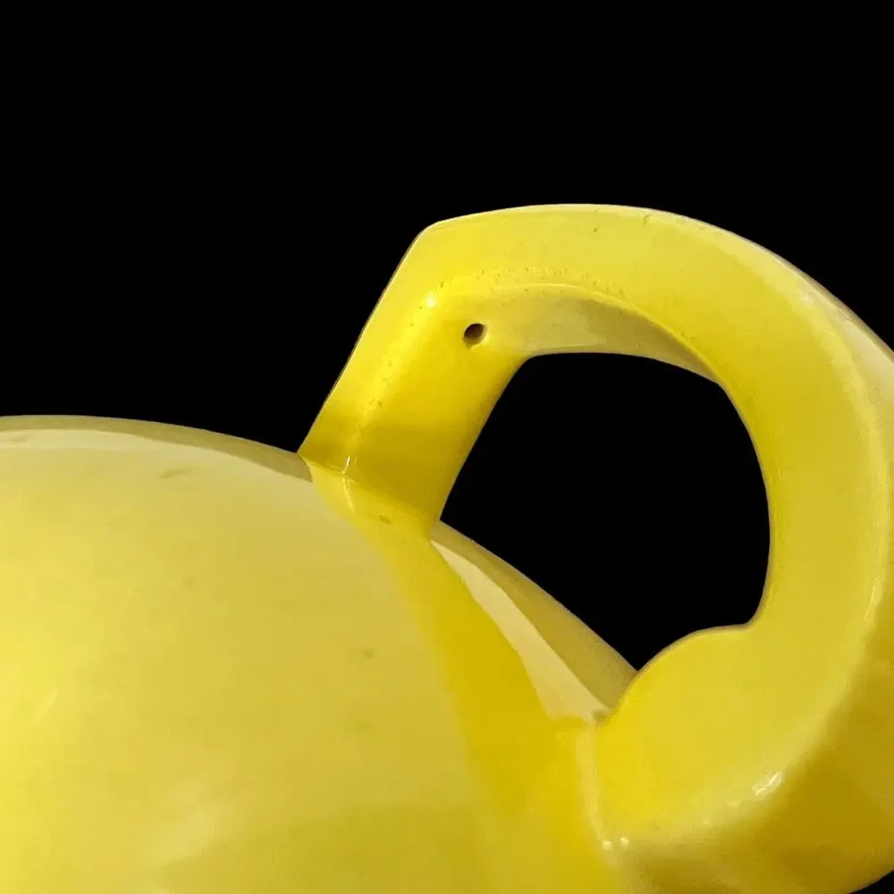 Vintage Yellow Ball Creamer Pitcher Czechoslovakia Mid Century Art Deco READ